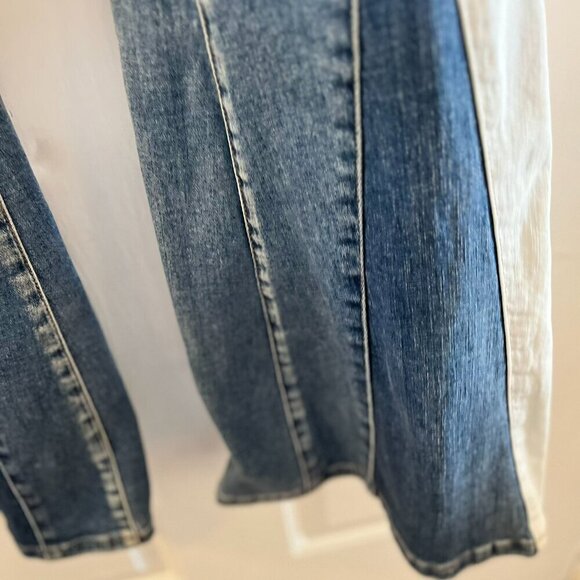 Alter'd State Blue/White Stretch Flare Wide-Leg High-Rise Festival Jeans Sz 30 - Picture 4 of 10